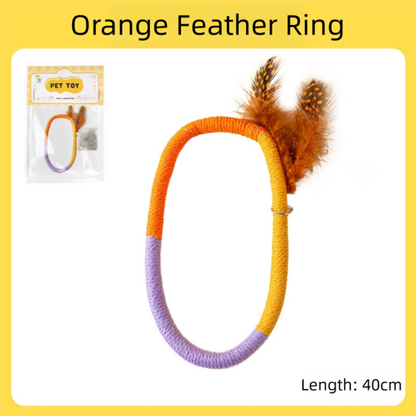 Feather Rings With Rope Set Cat Toys-Orange