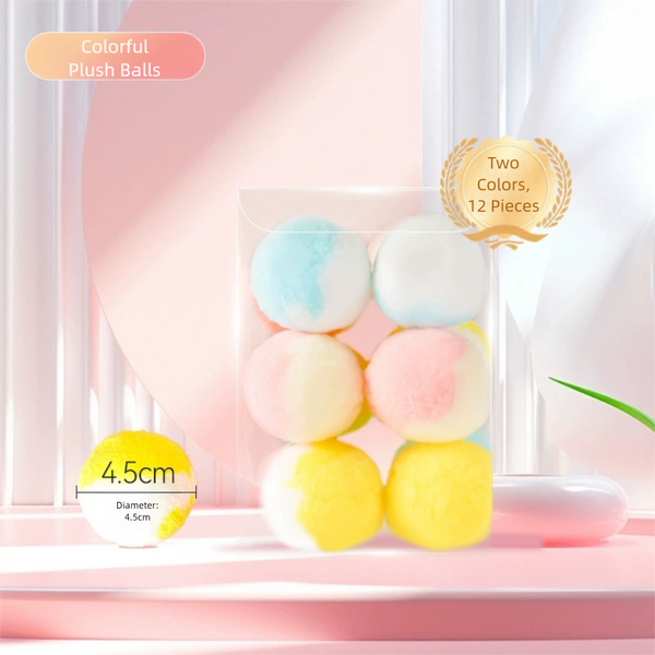 Cat Toy Balls Soft Kitten Pompon Toys 12Pcs