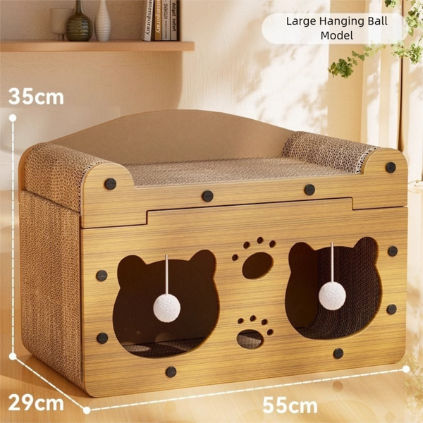 Two-Layers Cat Scratcher Cardboard House 55x29x35cm