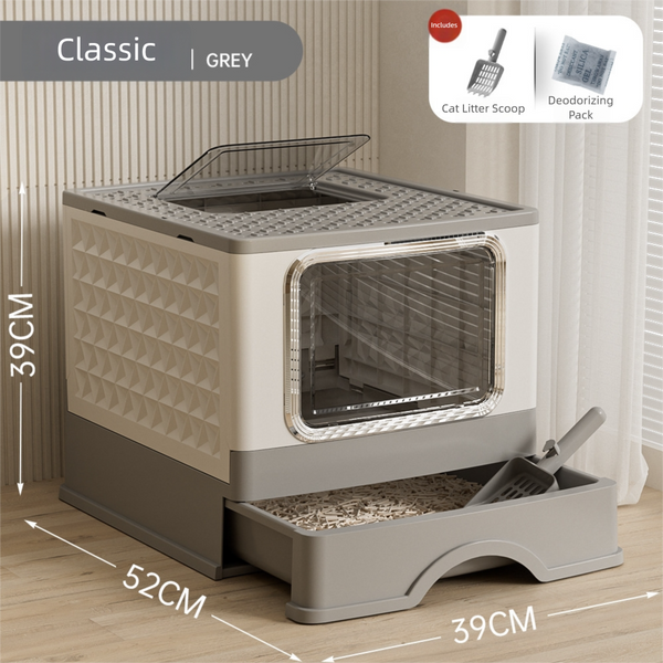 Large Enclosed Cat Litter Box with Lid & Drawer