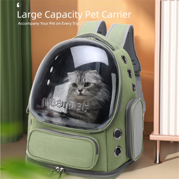 Cat Backpack Carrier, Large Bubble Backpack for Under 20 lbs Dog and Small Pet GREEN