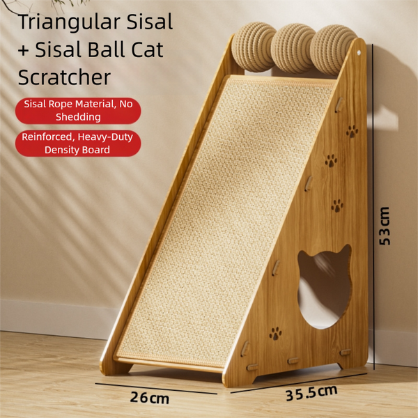 Triangular Cat Scratcher with Sisal Ball