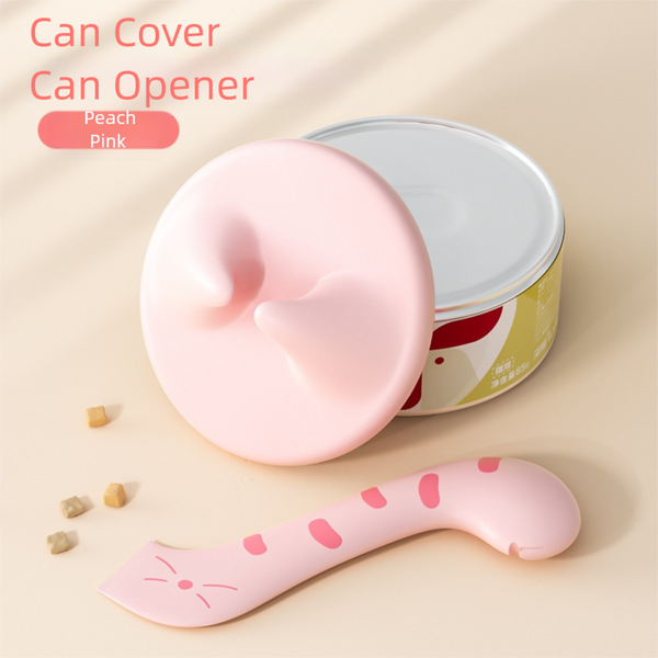 Pet Food Lids & Spoons,Cat&Dog Can Opener Set with Cover - Pink